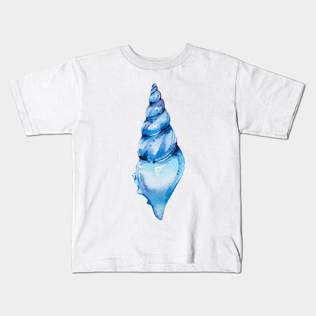 Azure seashell Kids T-Shirt by hamptonstyle